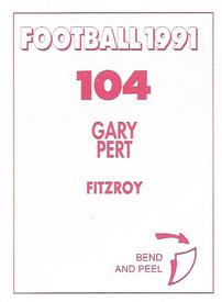 1991 Select AFL Stickers #104 Gary Pert Back